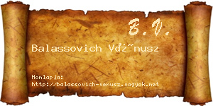 Balassovich Vénusz névjegykártya